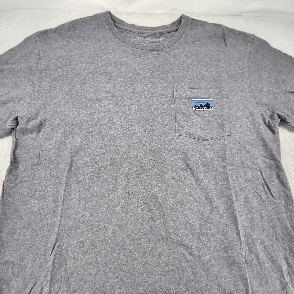 Patagonia Casual Graphic Short Sleeve Crew Neck T-Shirt Mens Size Large L Gray
